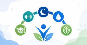 Os 5 pilares da saúde: alimentação, movimento, sono, hidratação e hábitos
